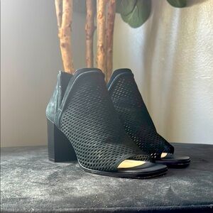 Women's Black Peep-Toe Ankle Boots